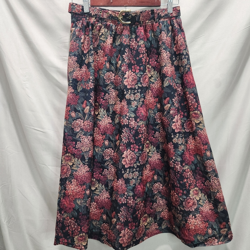 Fire Islander Vintage 70s Floral Skirt With Belt
